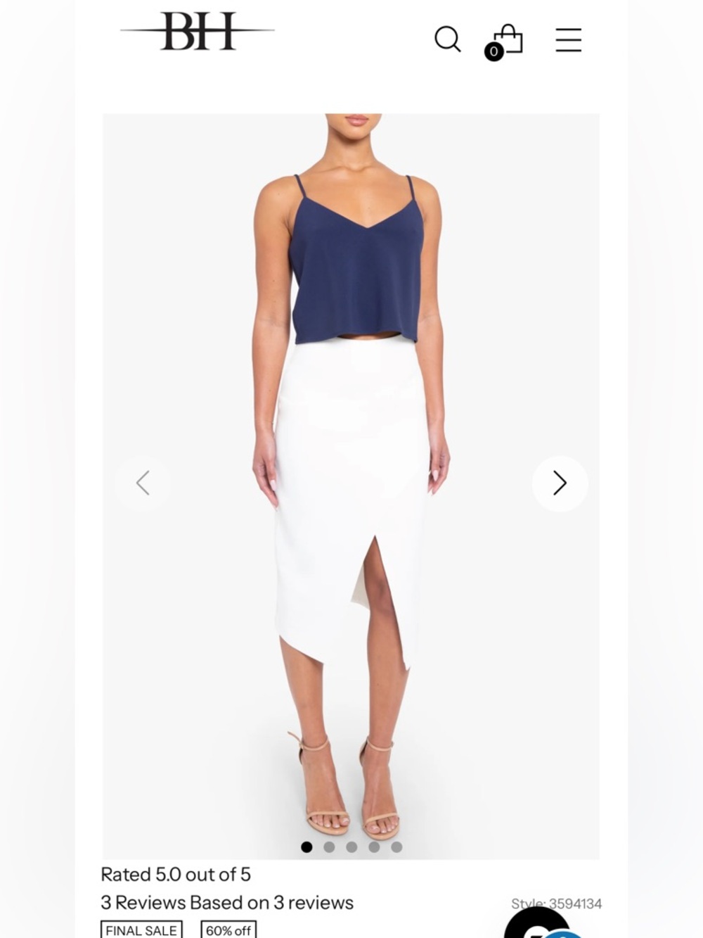 Black Halo White Juma Asymmetrical Midi Pencil Skirt with Front Slit